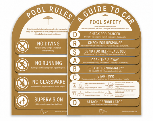 Arch CPR Pool Sign and Pool Rules Combo Mustard