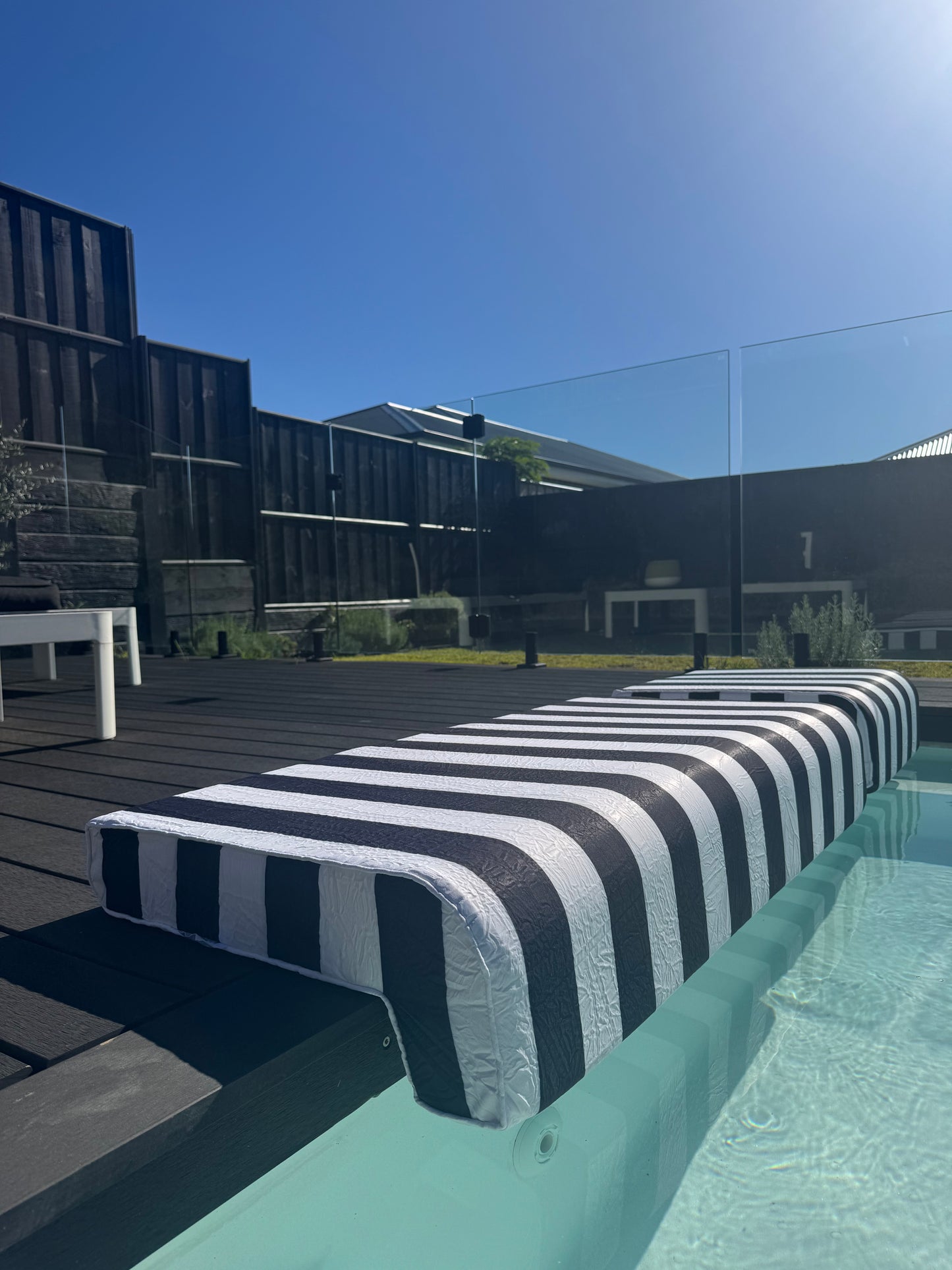 Poolside Cushion Black Stripe Small