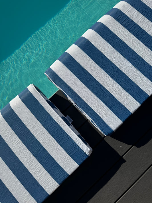 Poolside Cushion Cobalt Blue Stripe Large