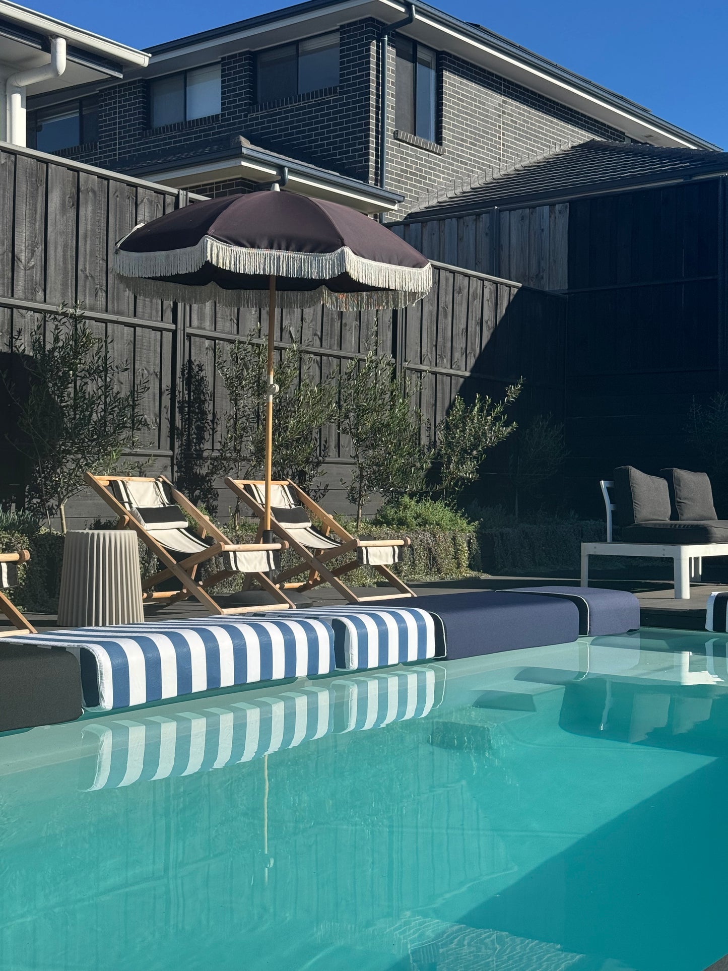 Poolside Cushion Cobalt Blue Stripe Large