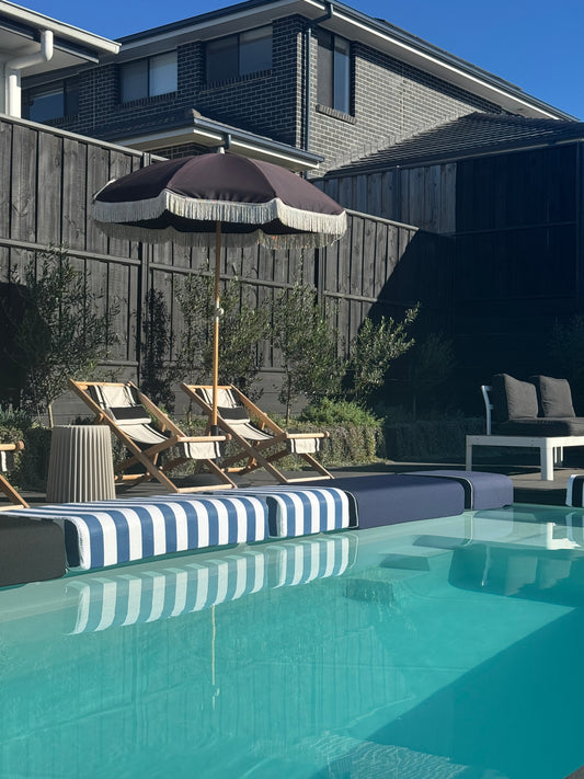 Poolside Cushion Cobalt Blue Stripe Small