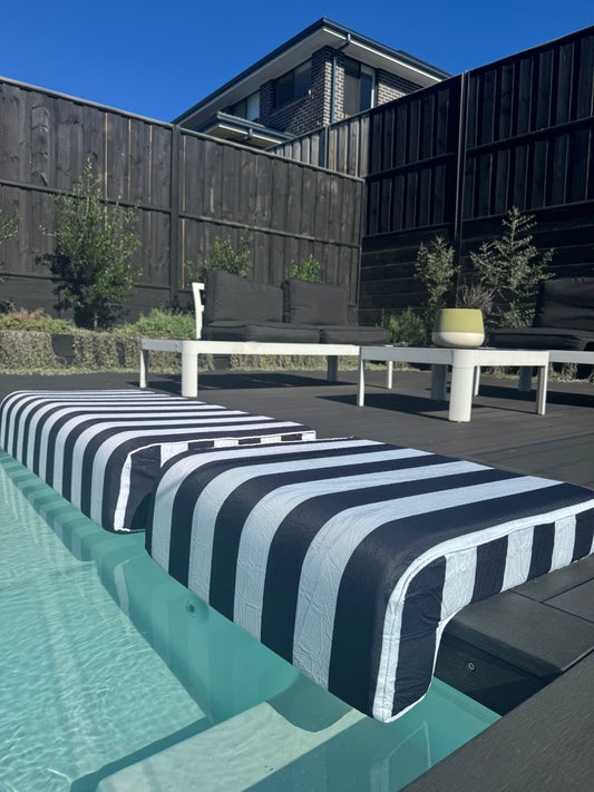 Poolside Cushion Black Stripe Small