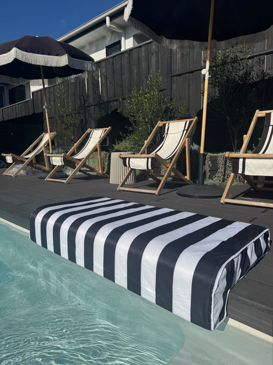 Poolside Cushion Black Stripe Large
