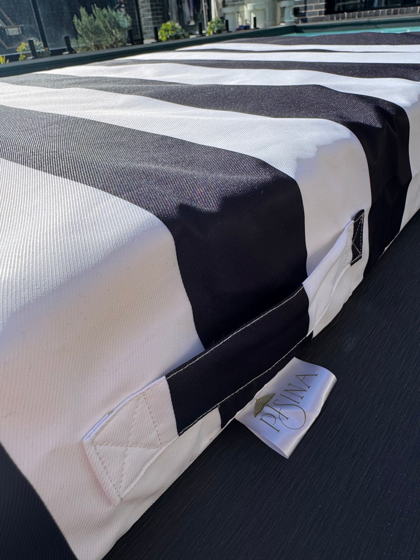 Poolside Cushion Black Stripe Large