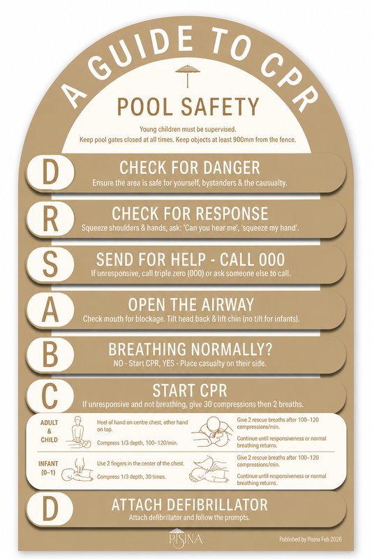 Arch CPR Pool Sign Taupe