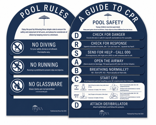 Arch CPR Pool Sign and Pool Rules Combo Navy