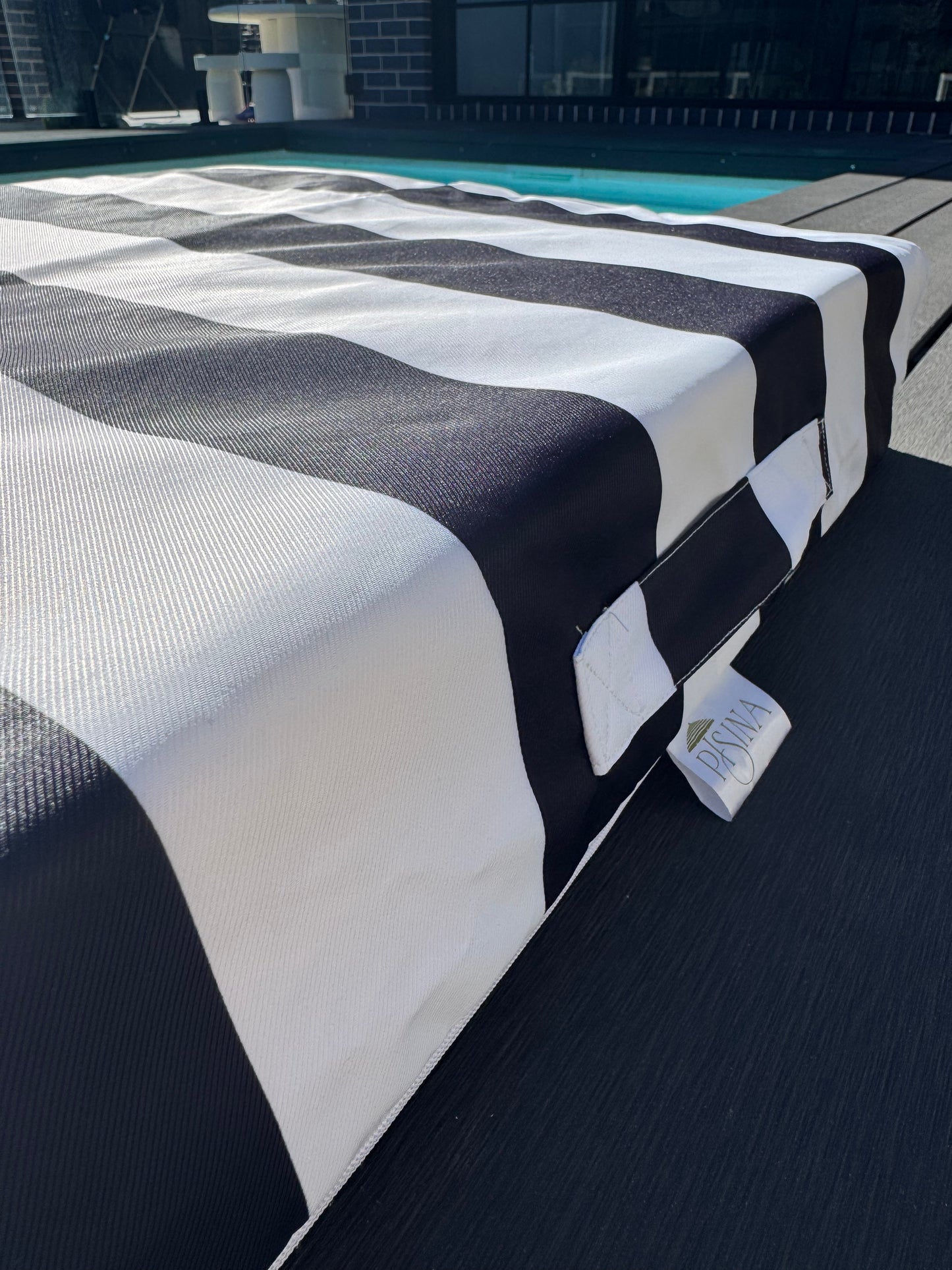Poolside Cushion Black Stripe Small