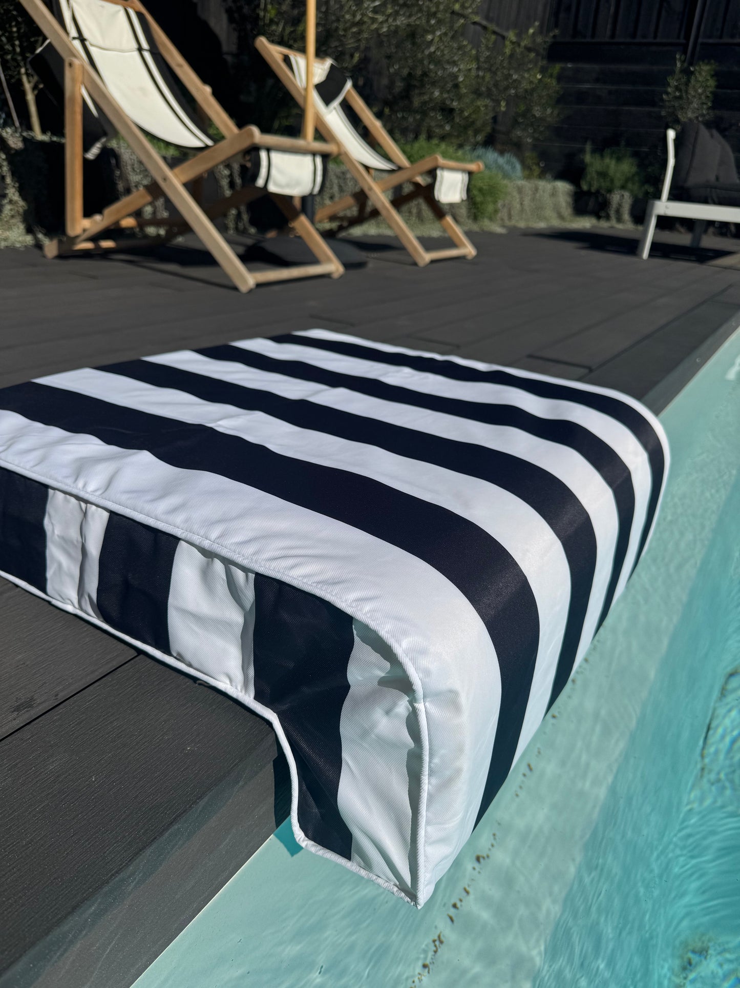 Poolside Cushion Black Stripe Small