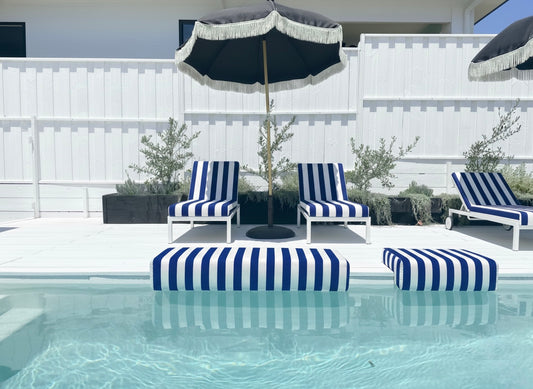 Poolside Cushion Cobalt Blue Stripe Large